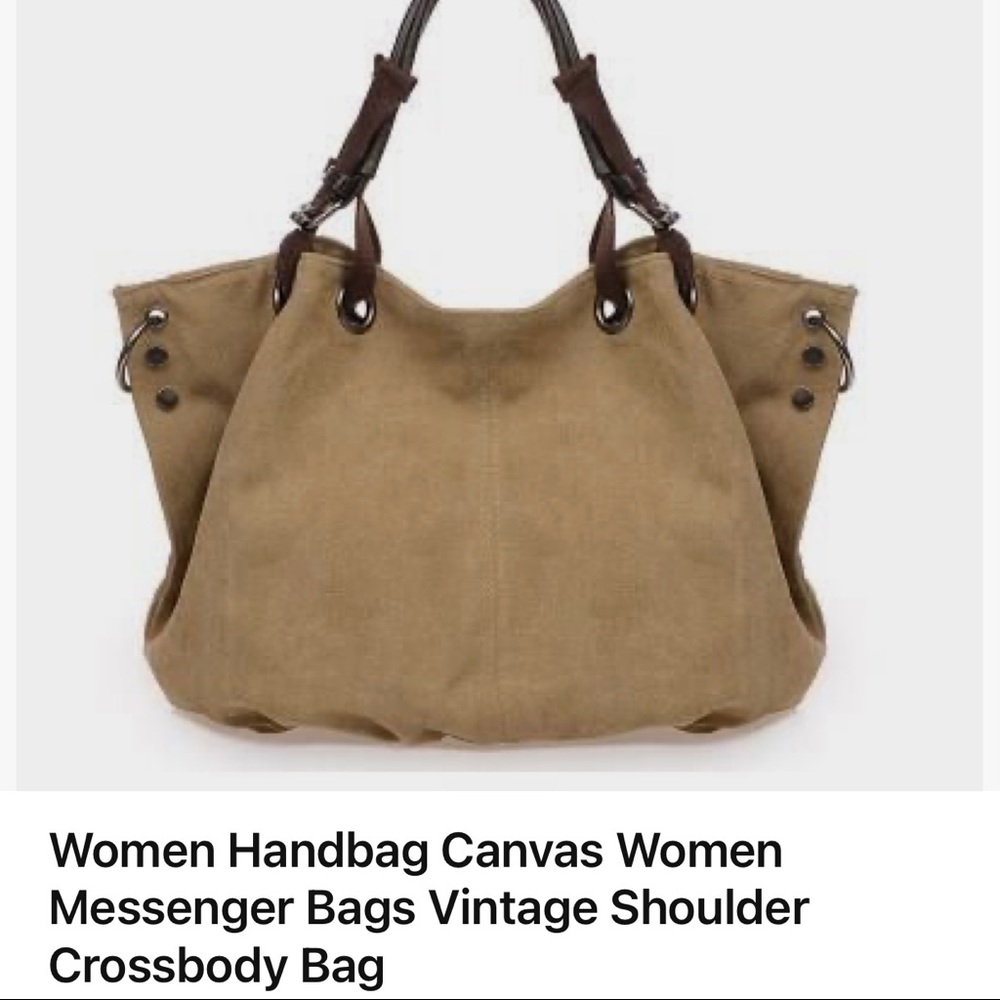 NWOT Brown canvas large tote bag